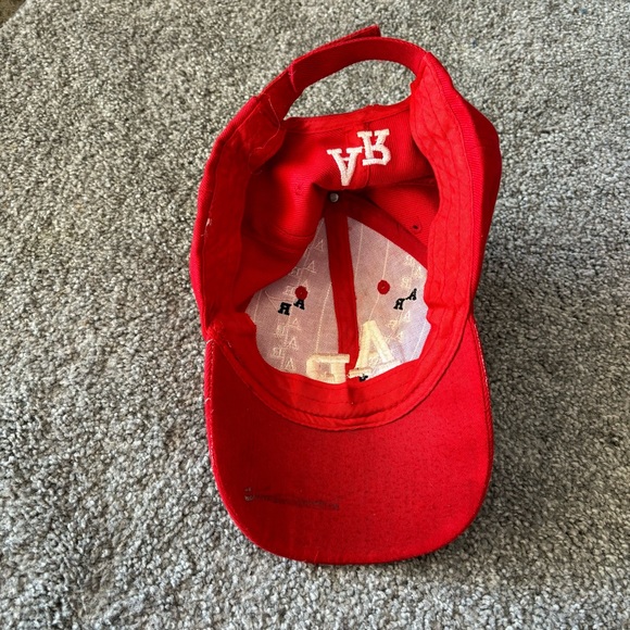 Vintage AR hat mens red white Arkansas embroidered adjustable strap cap 90s - Picture 2 of 8